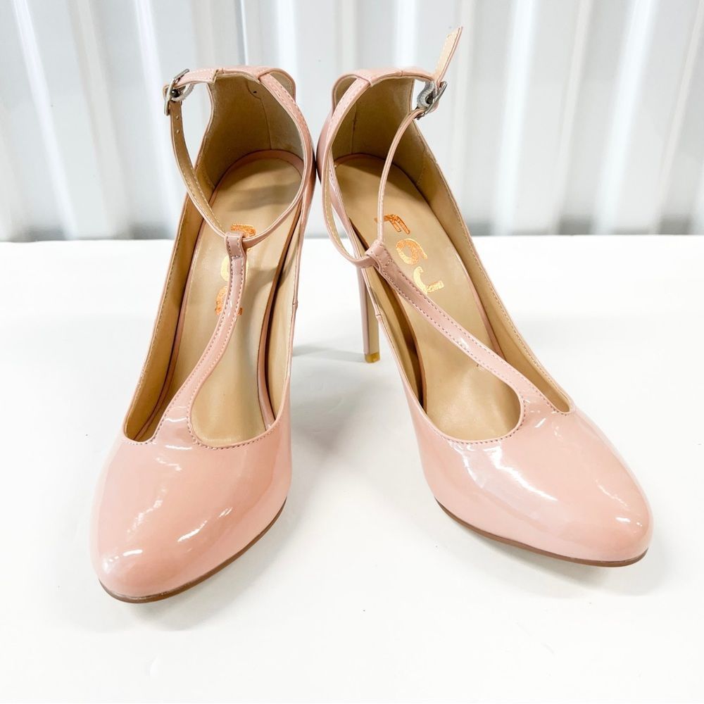 FSJ Women Sexy T-Straps High Heel Closed Pointed Toe Pumps Stylish Ankle Straps - Picture 3 of 8